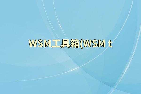 WSM工具箱(WSM t